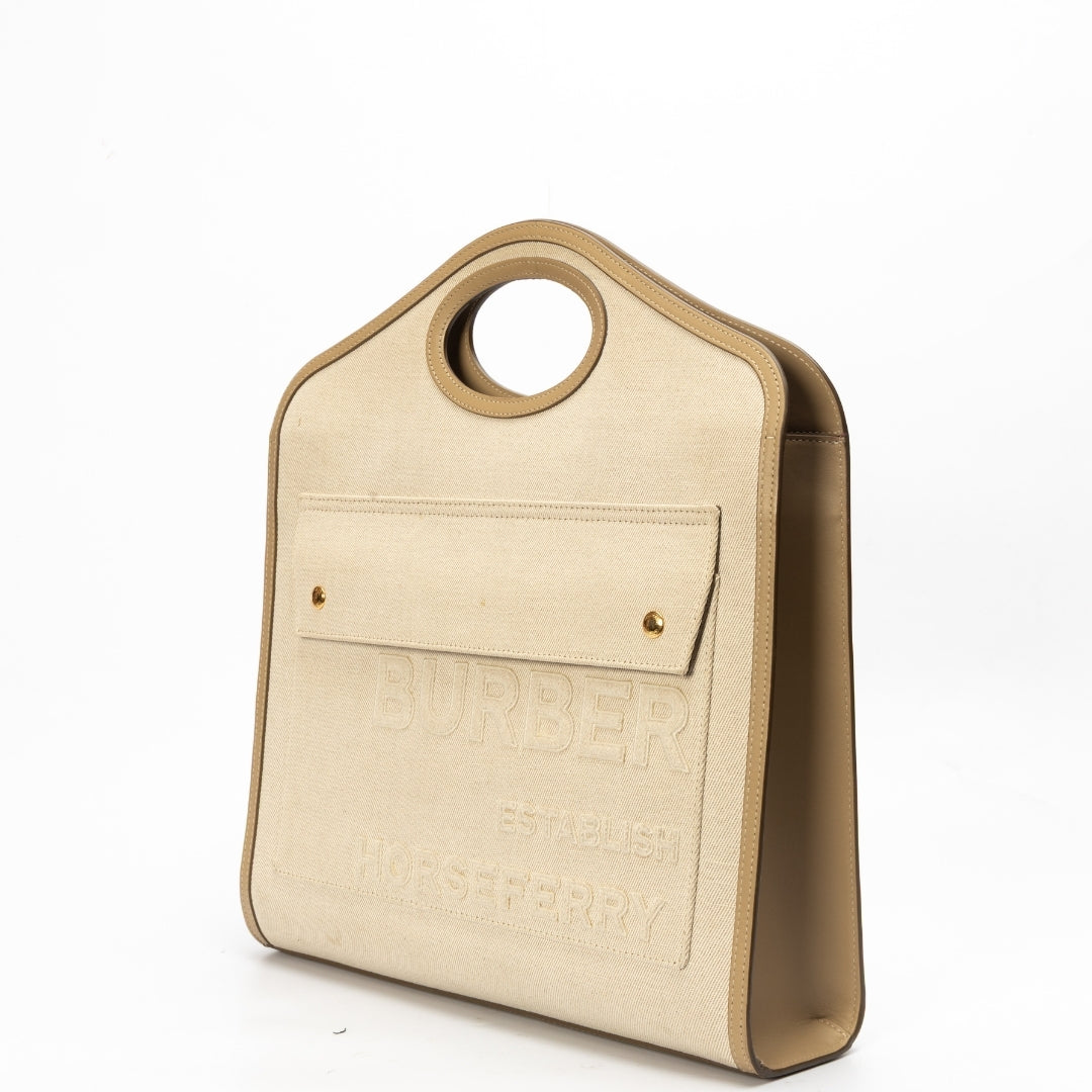 Burberry Beige Canvas and Leather pocket Medium bag