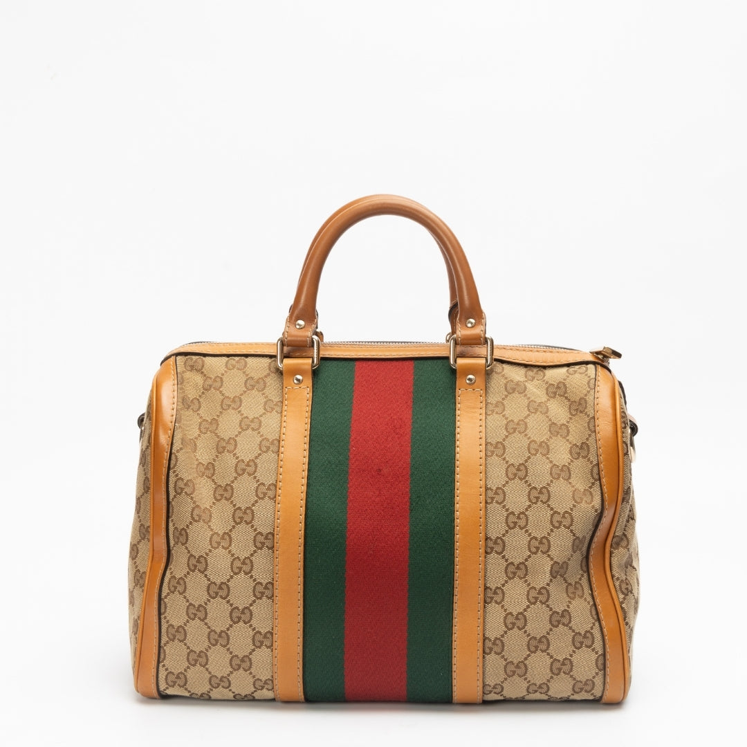 Gucci GG Canvas Medium Vintage Web Boston Bag