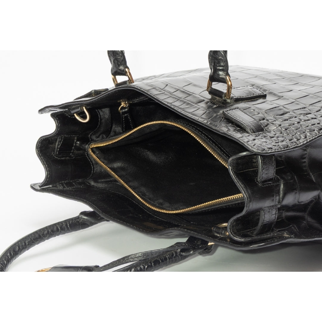 Michael Kors Scarlett Medium Crocodile Embossed Patent Leather Satchel