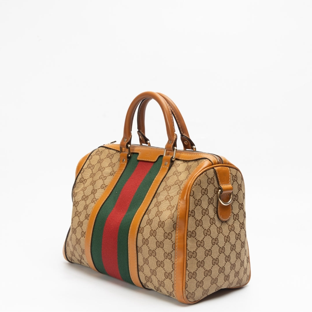 Gucci GG Canvas Medium Vintage Web Boston Bag