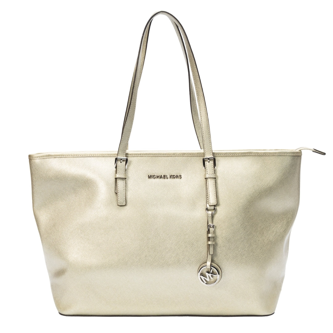 Michael Kors Metallic Leather Large Jet Set Travel Tote