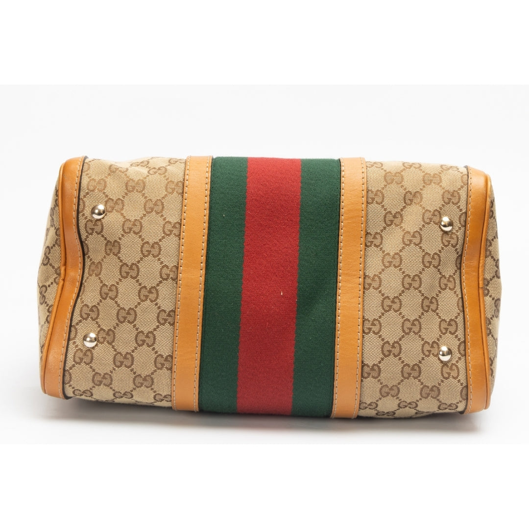 Gucci GG Canvas Medium Vintage Web Boston Bag