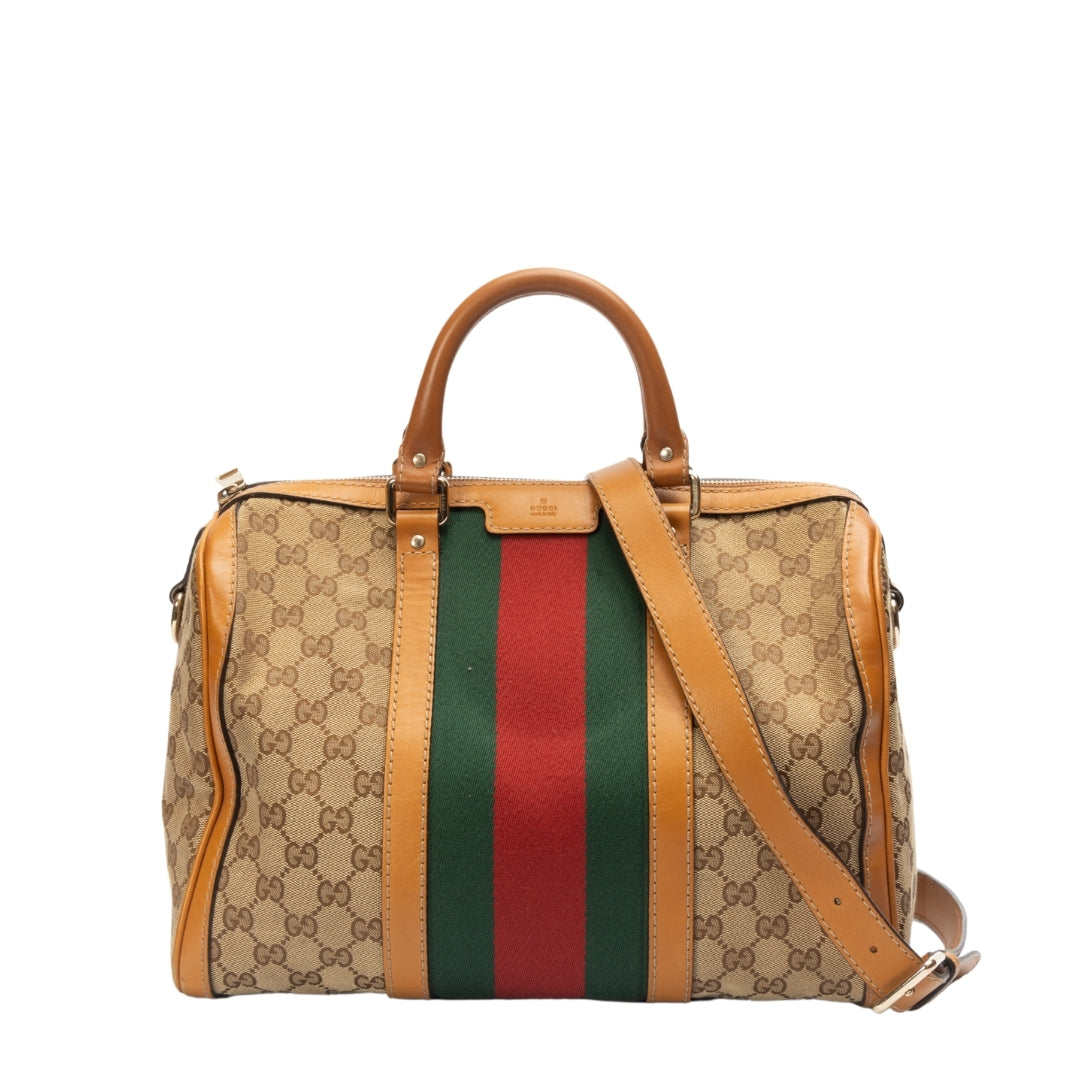 Gucci GG Canvas Medium Vintage Web Boston Bag