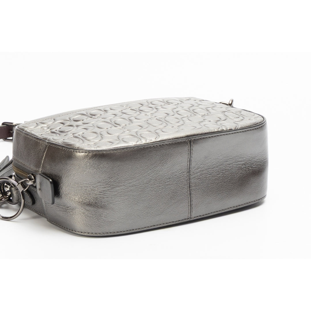 Coach Gunmetal Grey Medium Logo Chain Handle Cross Body Bag