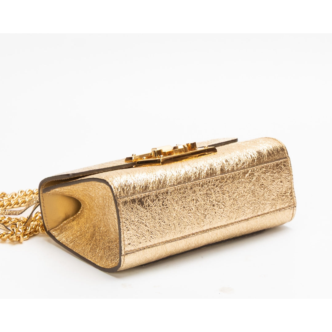 Gucci Gold Metallic Padlock Shoulder Bag