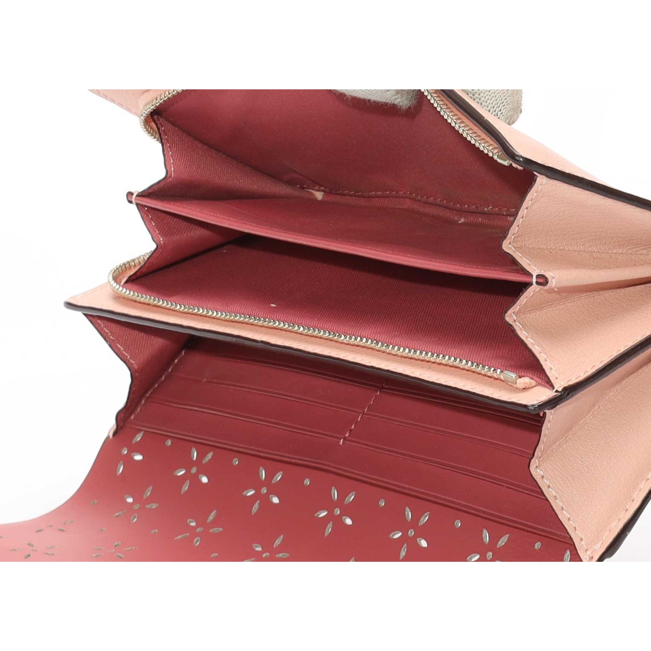 Coach Pink Floral Perforated Flap Wallet