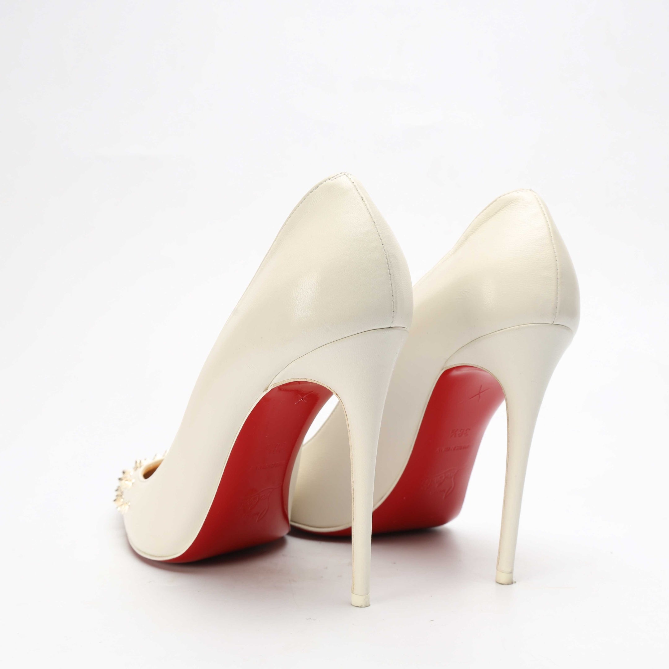 Christian Louboutin White Spiky Shell Pumps
