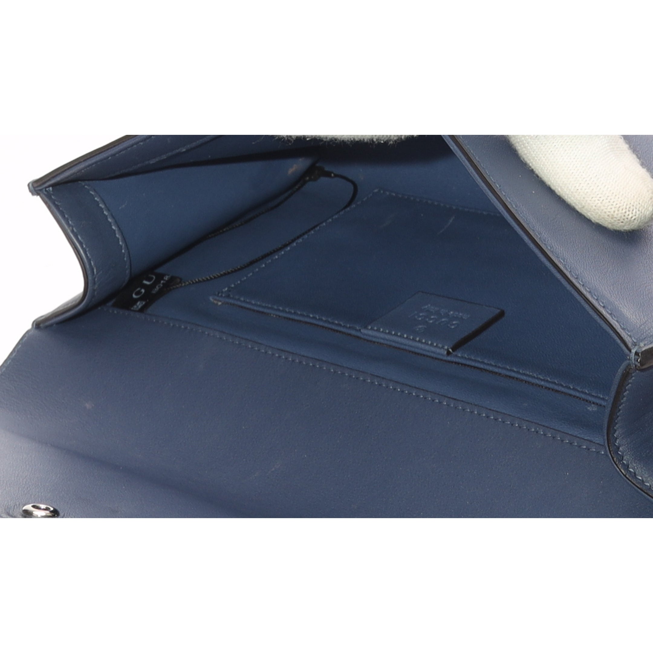 Gucci Navy Satin GG Broadway Crystals Clutch