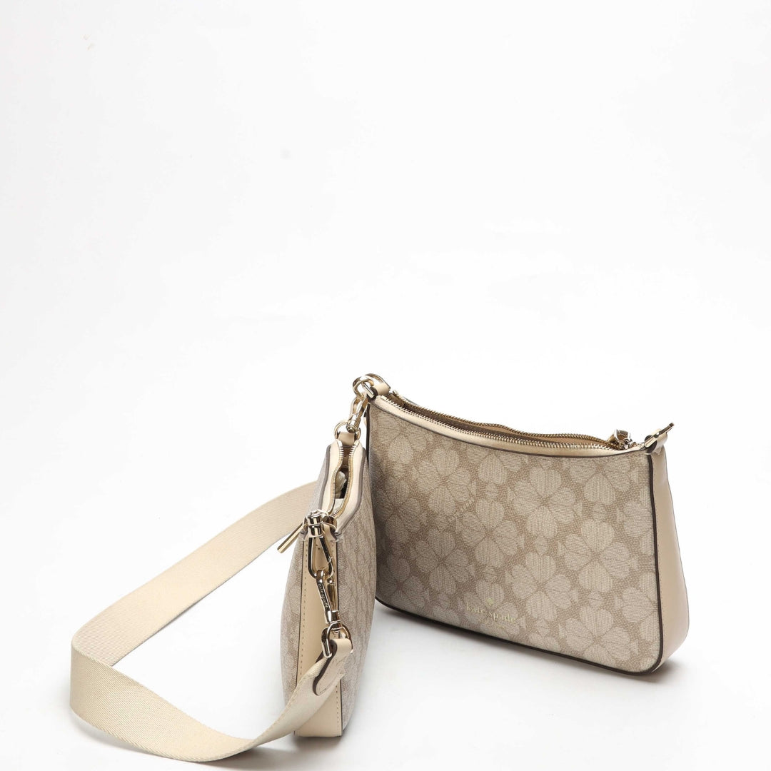 Kate Spade Beige Spade Flower Small Crossbody Bag