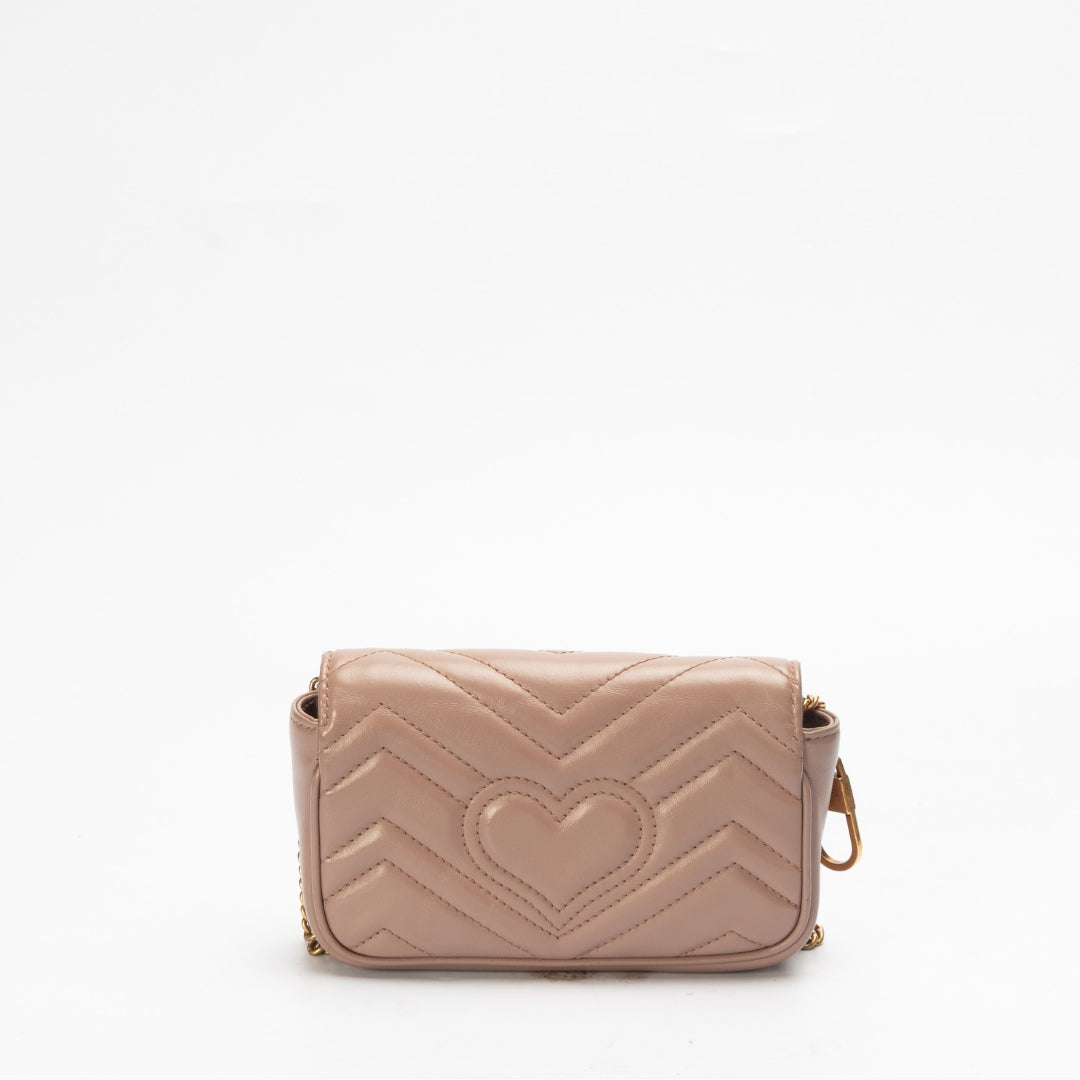 Gucci Pink Super Mini GG Marmont Shoulder Bag