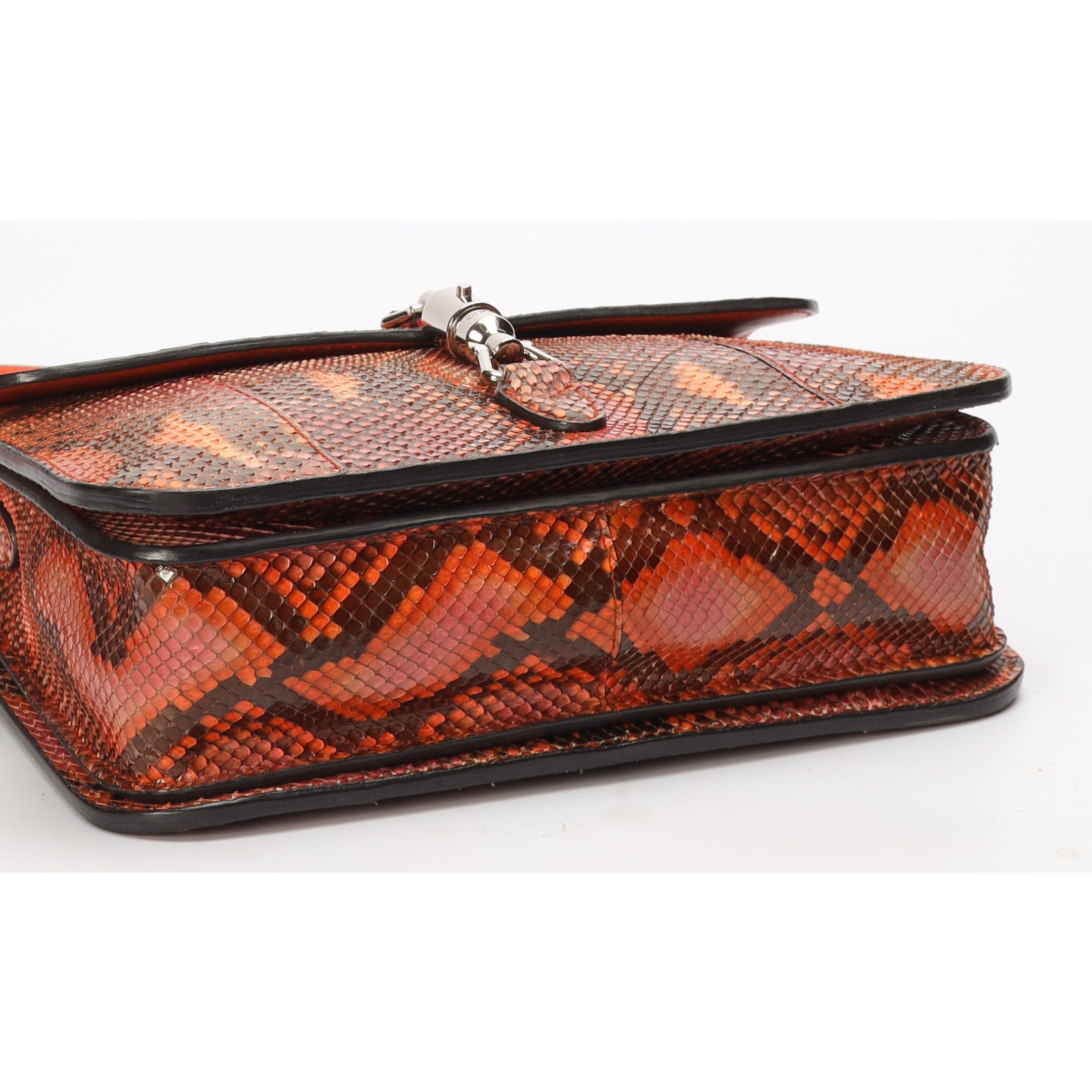 Gucci Orange Python Jackie Flap Shoulder Bag