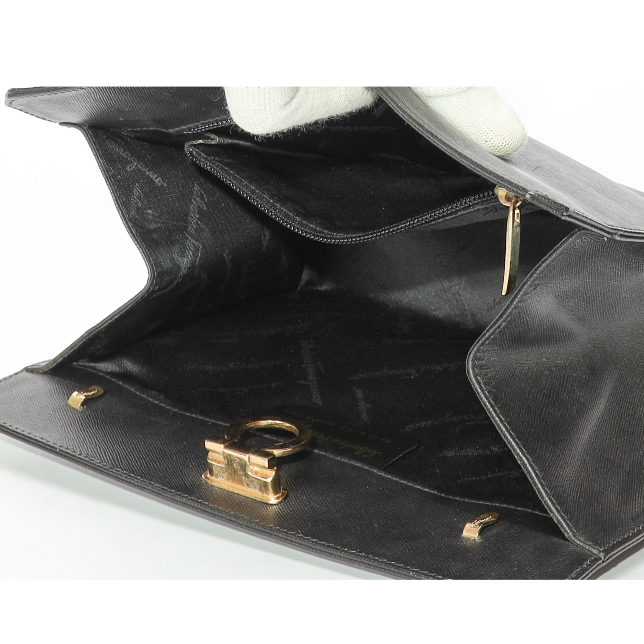 Salvatore Ferragamo Black Diana clutch