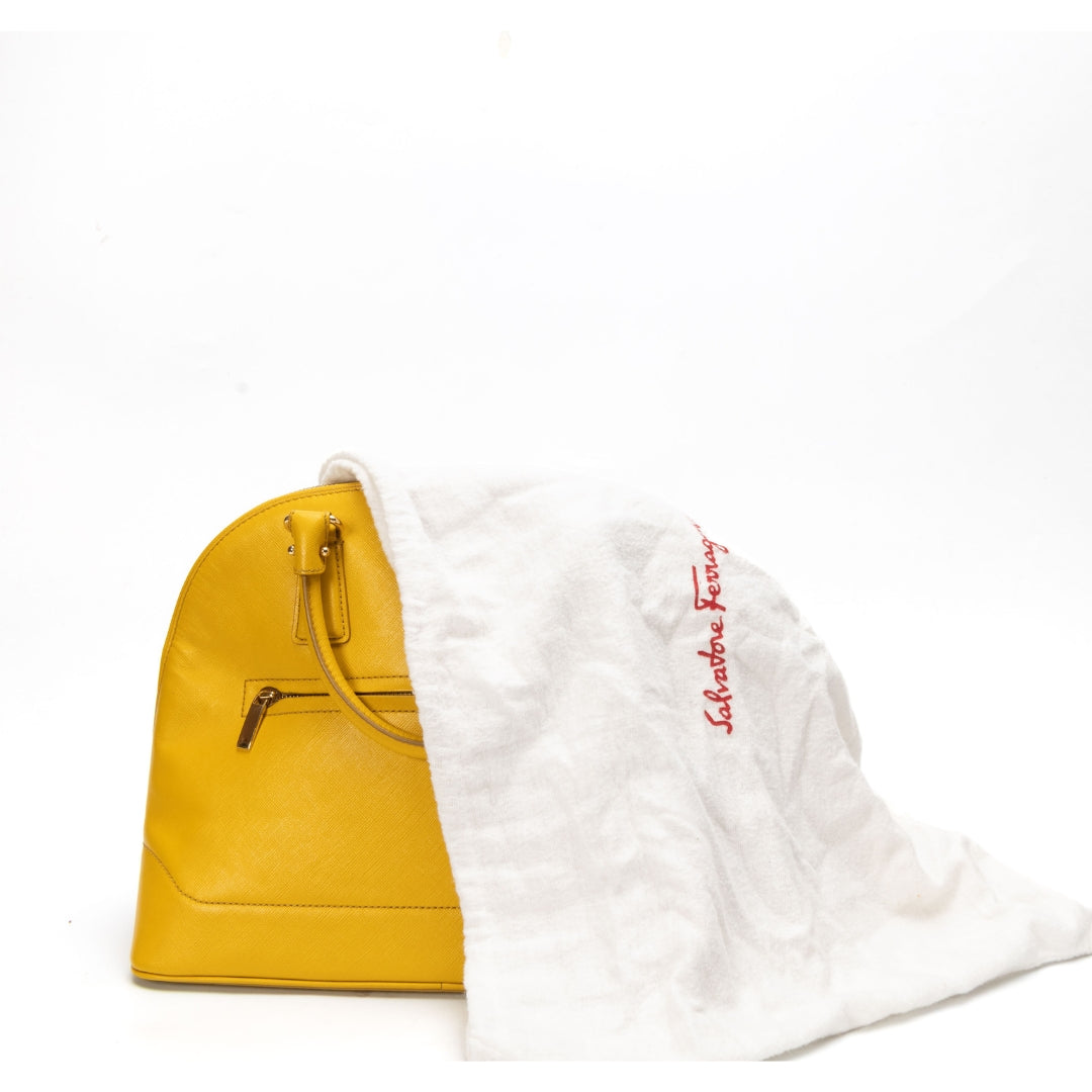 Salvatore Ferragamo Yellow Darina Convertible Satchel