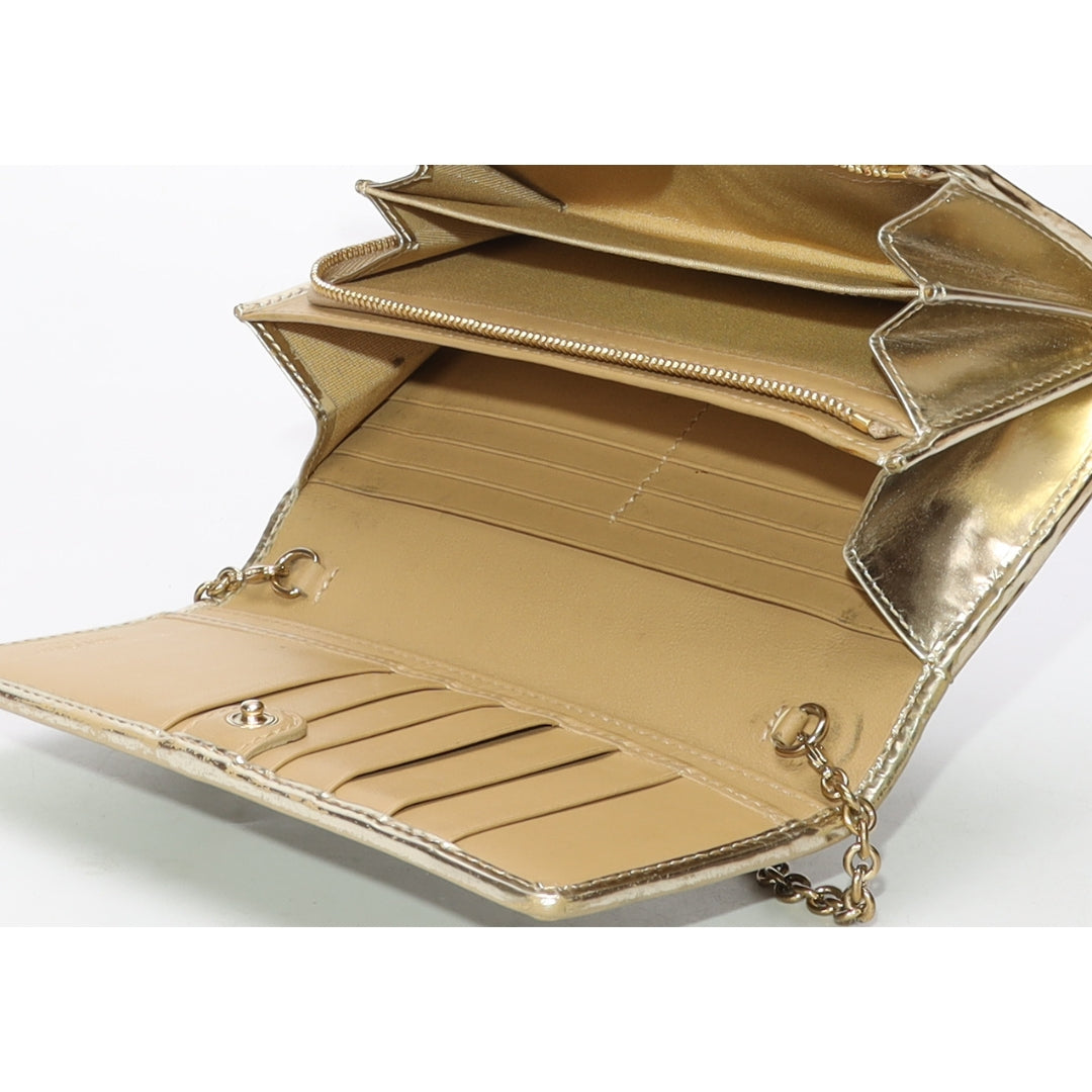 Jimmy Choo Silver Glitter Flap Wallet on Chain