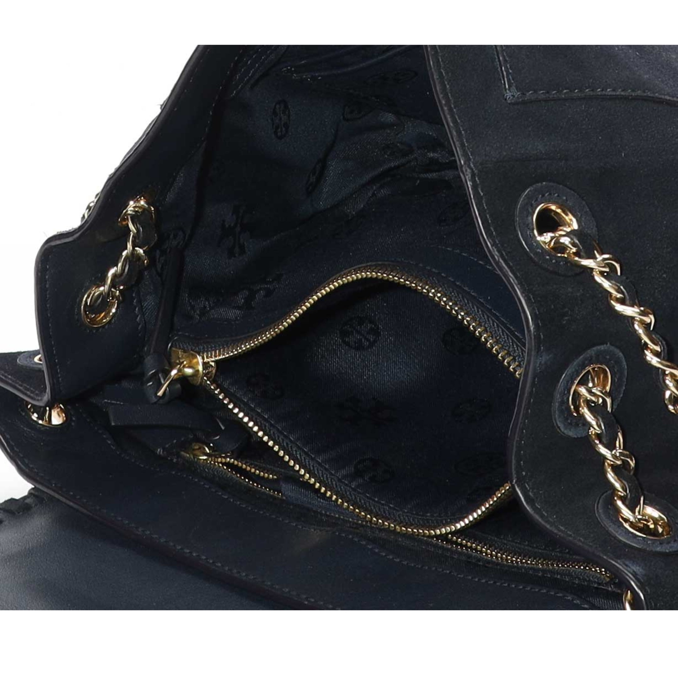 Tory Burch Marion Navy Suede Flap Shoulder Bag