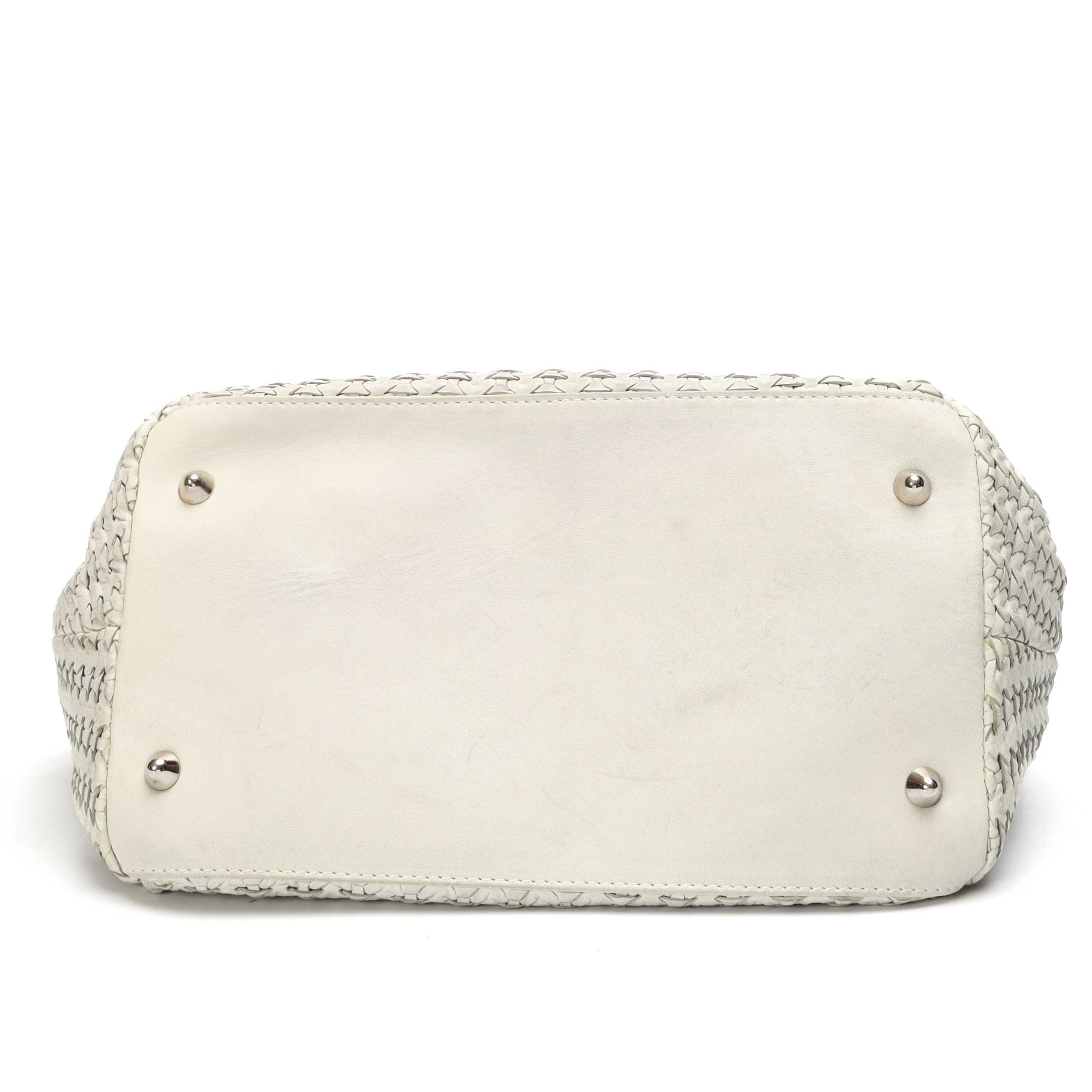 Dior White Lambskin Woven Tote