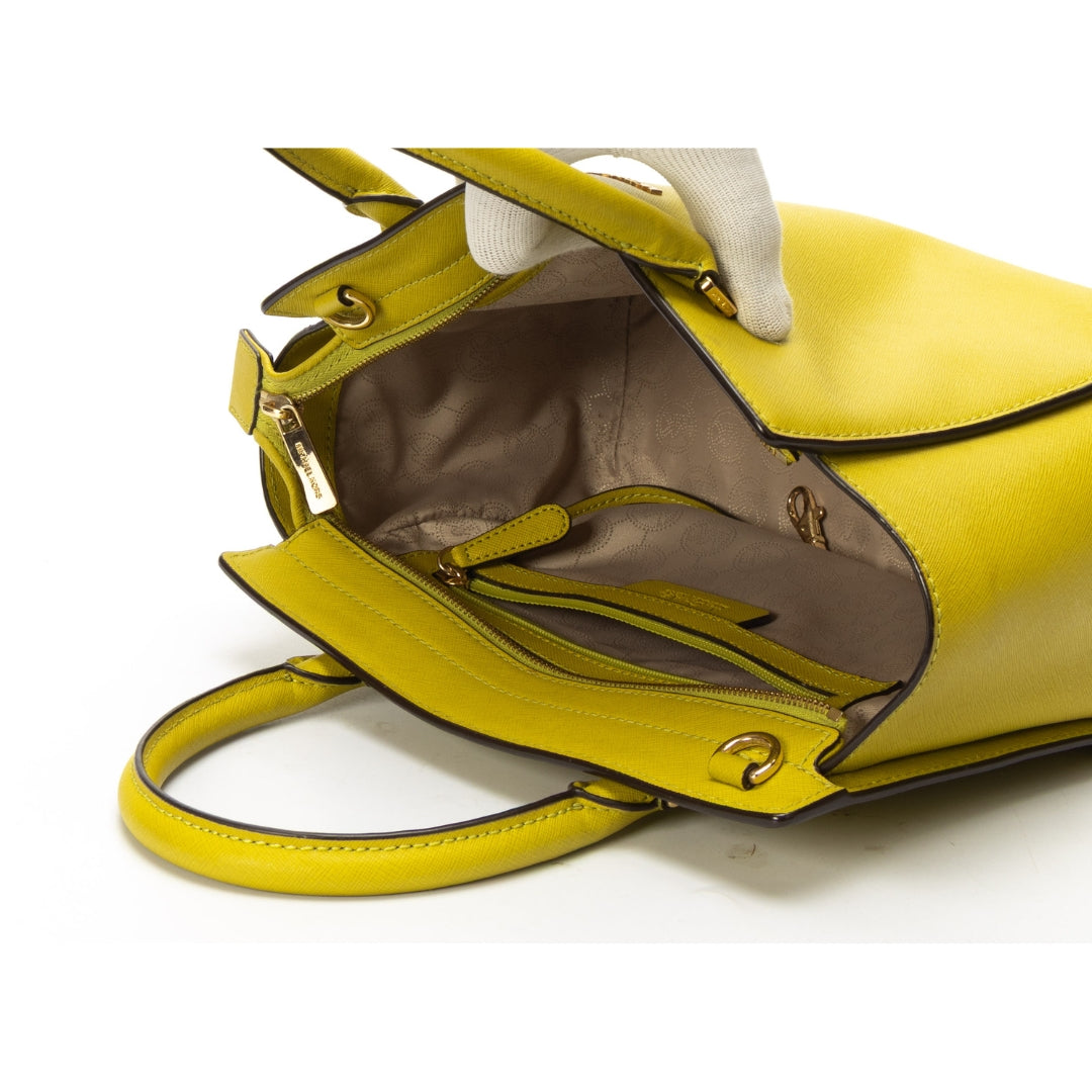 Michael Kors Lime Green Saffiano Selma Satchel