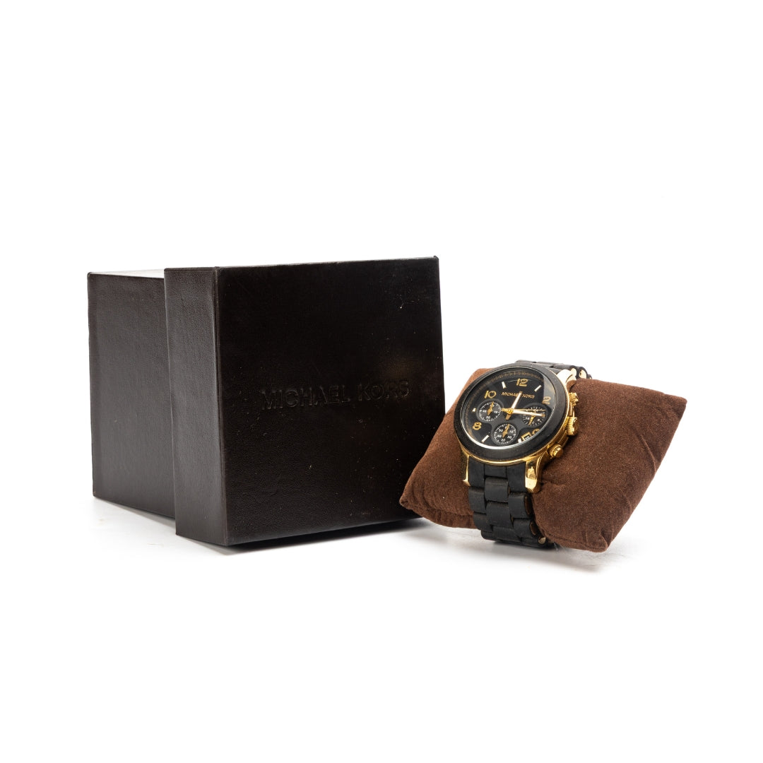 Michael Kors Runway Chronograph Black Silicone Watch