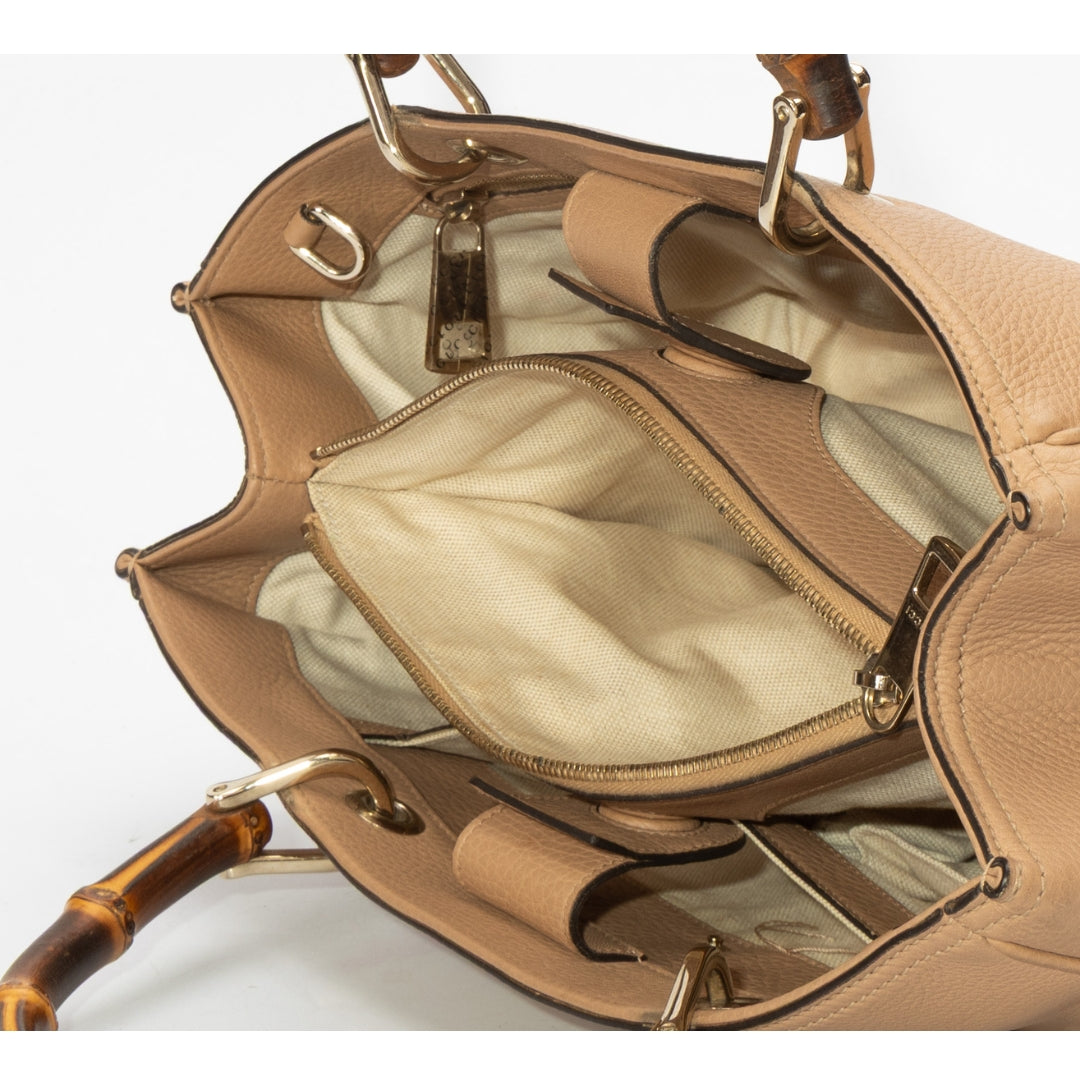 Gucci Beige Medium Bamboo Handle Shopper Tote
