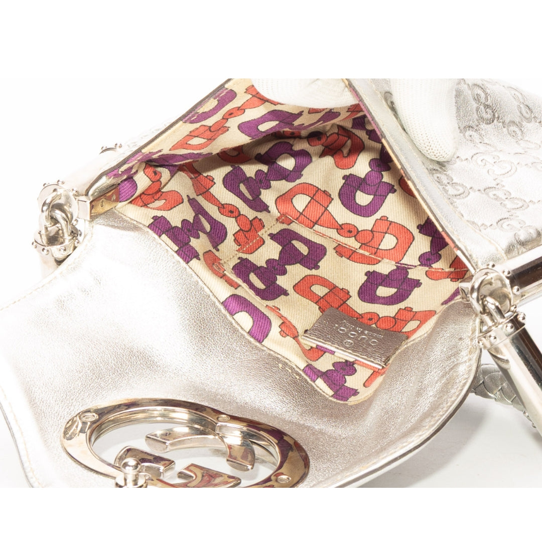 Gucci Metallic Silver Guccissima Britt Shoulder Bag