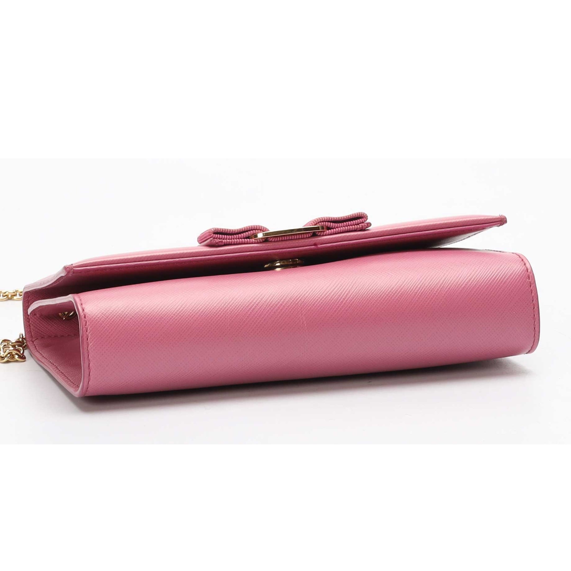 Salvatore Ferragamo Pink Vara Bow Chain Crossbody Bag