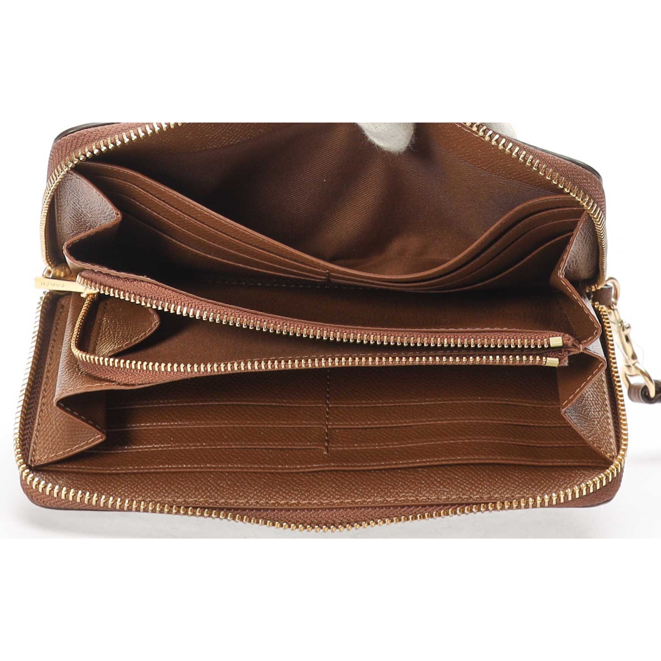 Coach Accordion Zip Brown Wristlet