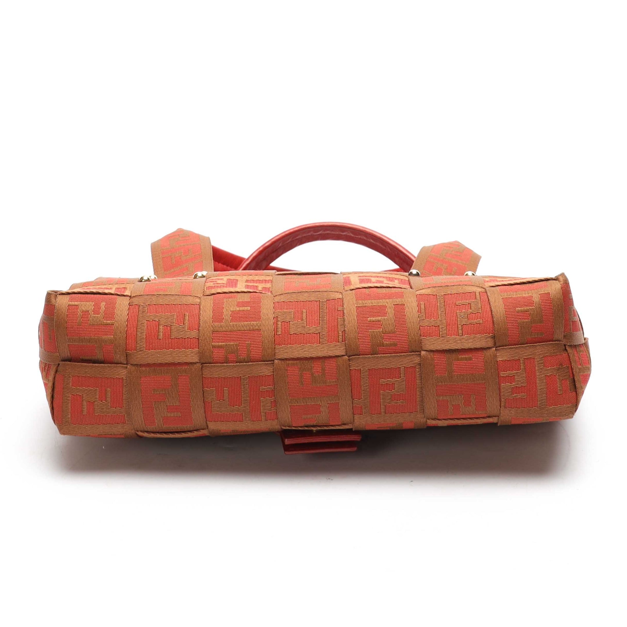 Fendi Red Zucca Canvas Buckle Satchel