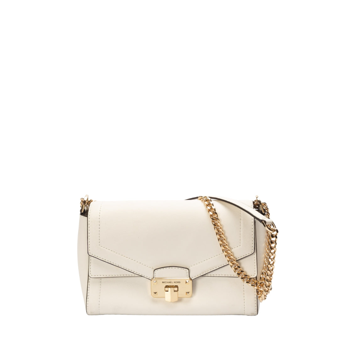 Michael Kors White Kinsley Shoulder Bag