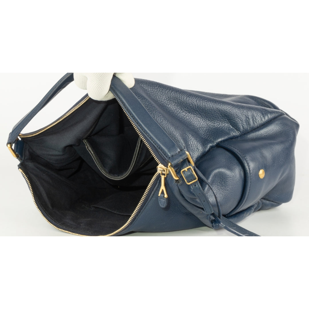 Yves Saint Laurent Blue Leather Hobo Bag