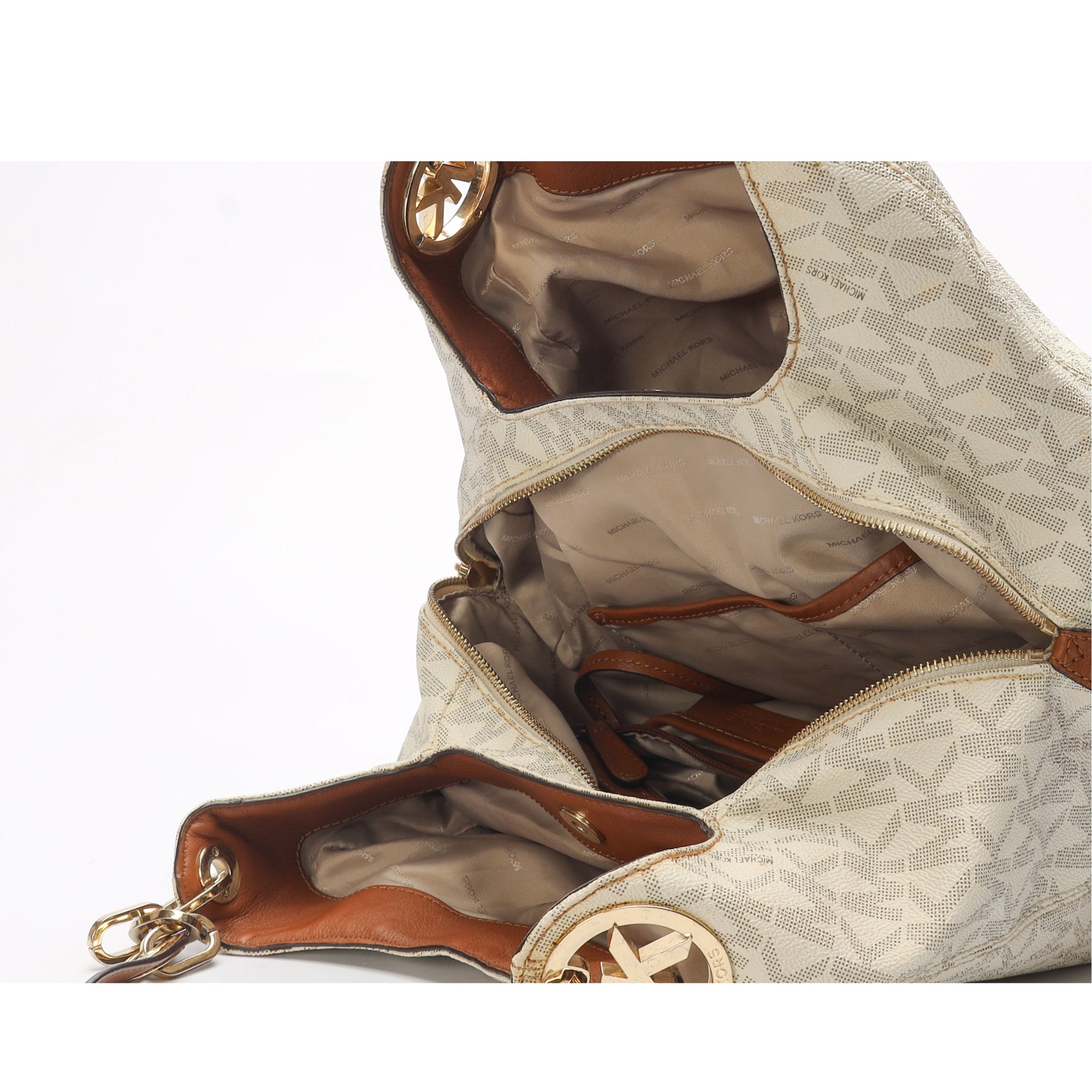 Michael Kors Vanilla Logo Fulton Hobo Bag