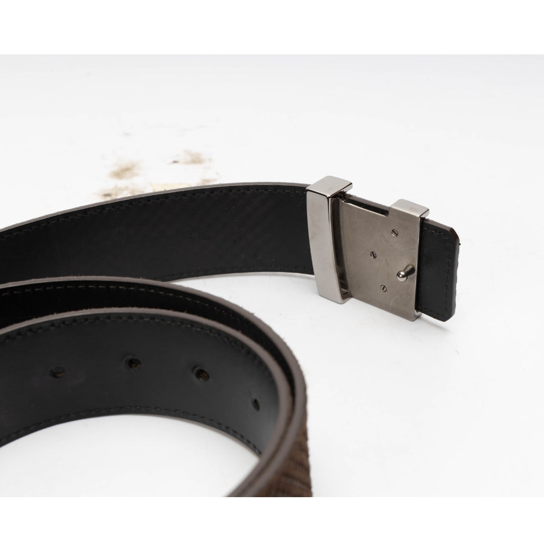 Louis Vuitton Brown Damier Suede Logo Belt