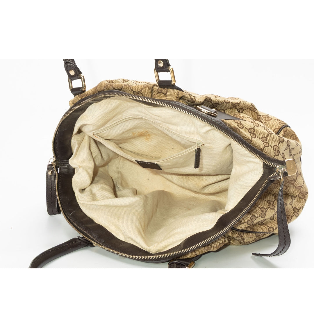 Gucci Beige GG Canvas Sukey Boston Bag