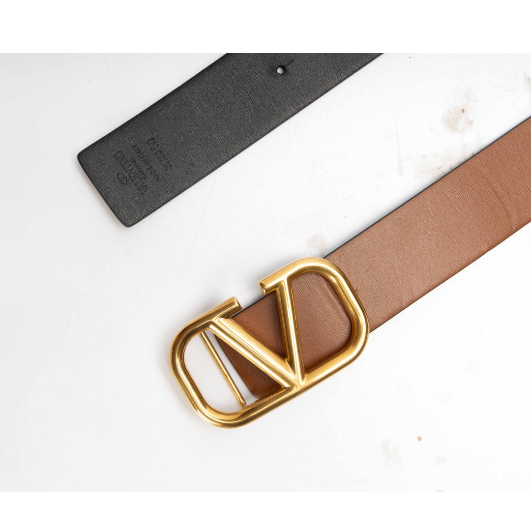 Valentino Black & Brown Leather Reversible Belt