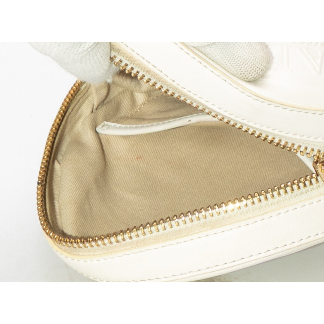 Balmain Paris White Logo Embossed Round Wristlet