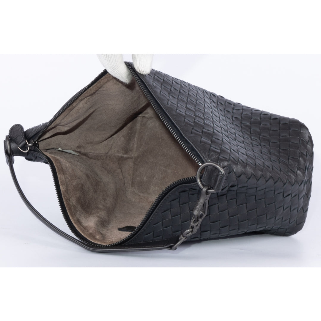 Bottega Veneta Black Intrecciato Nappa Leather Shoulder Bag