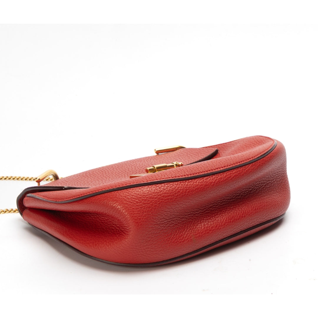 Chloe Red Drew Chain Crossbody Bag