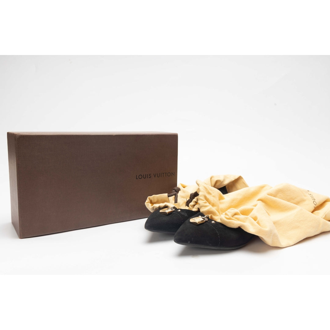 Louis Vuitton Black Suede Pointed Toe Ballet Flats