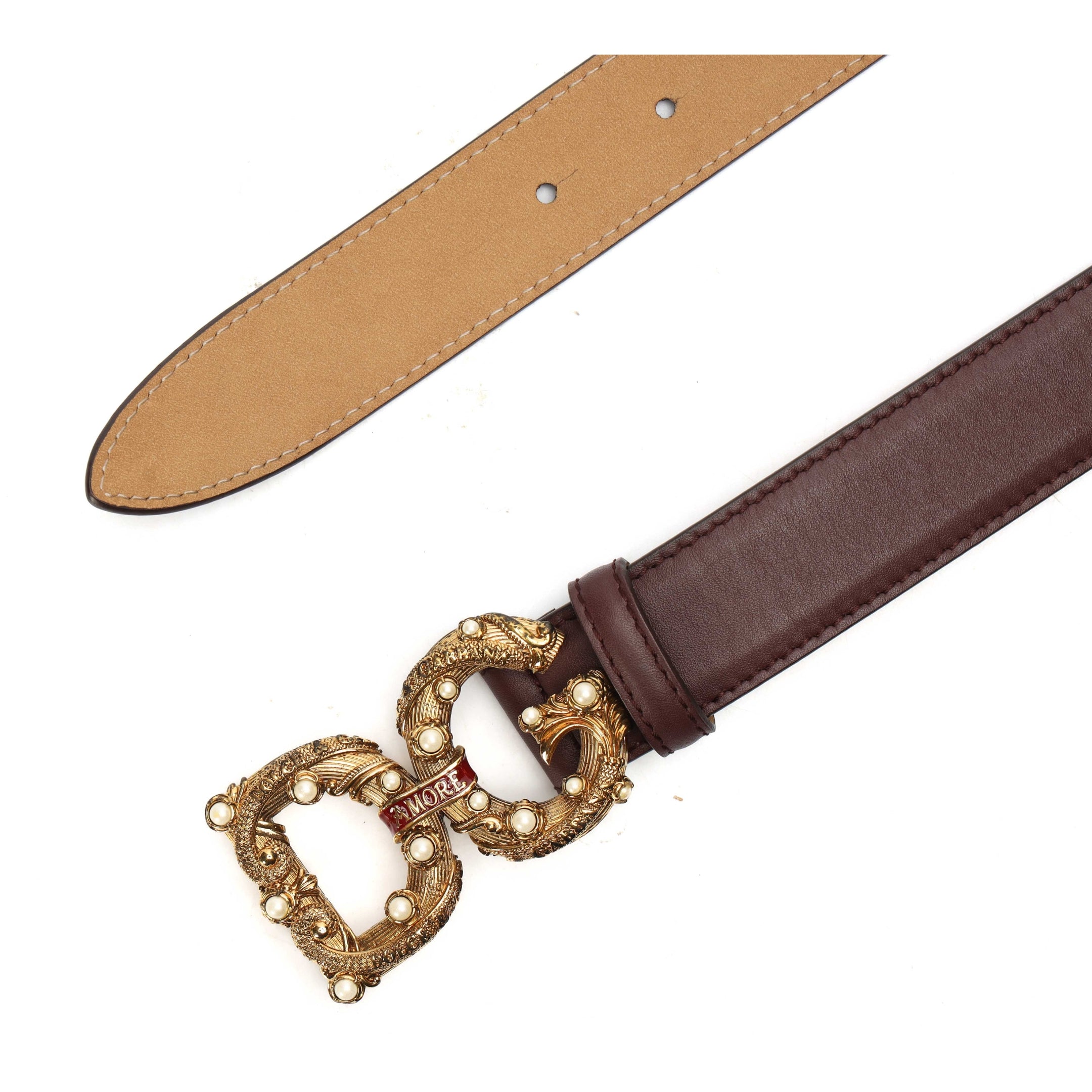 Dolce & Gabbana Calfskin Belt with DG Amore Logo