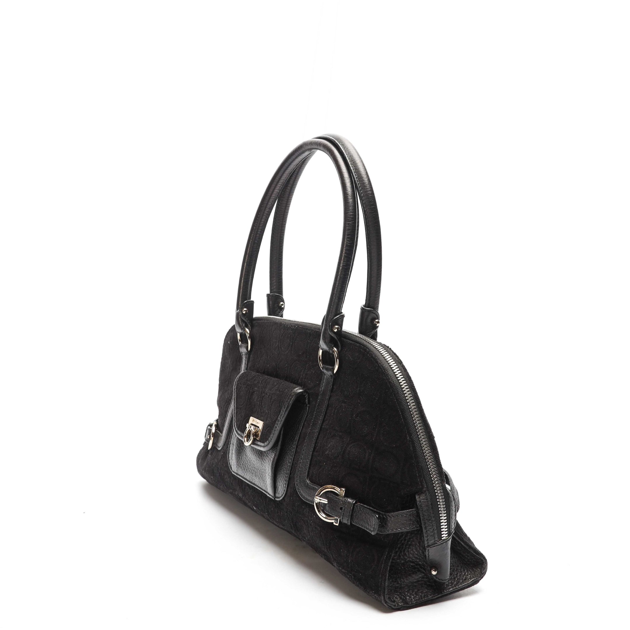 Salvatore Ferragamo Gancini Black Shoulder Bag