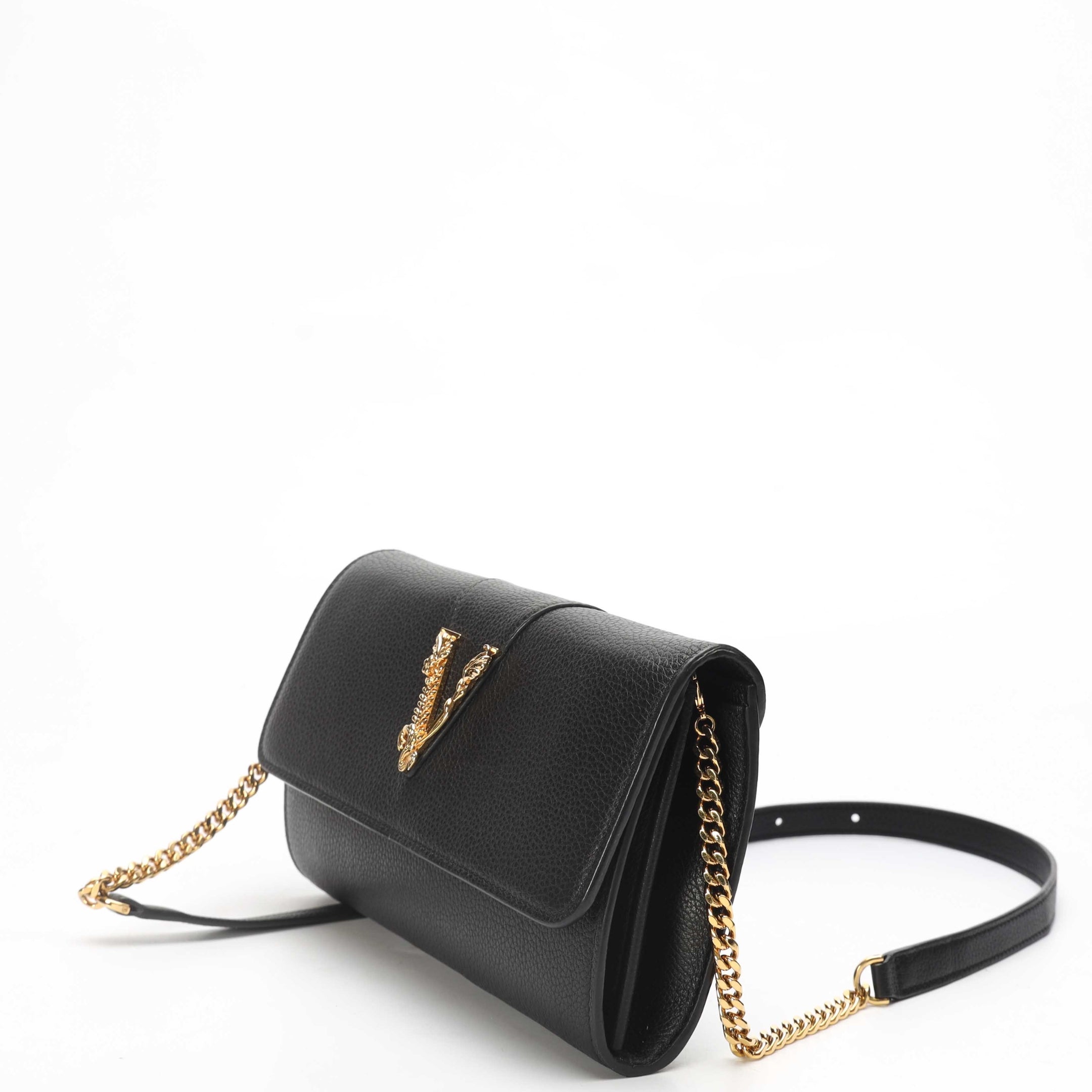 Versace Black Virtus Clutch Crossbody Bag