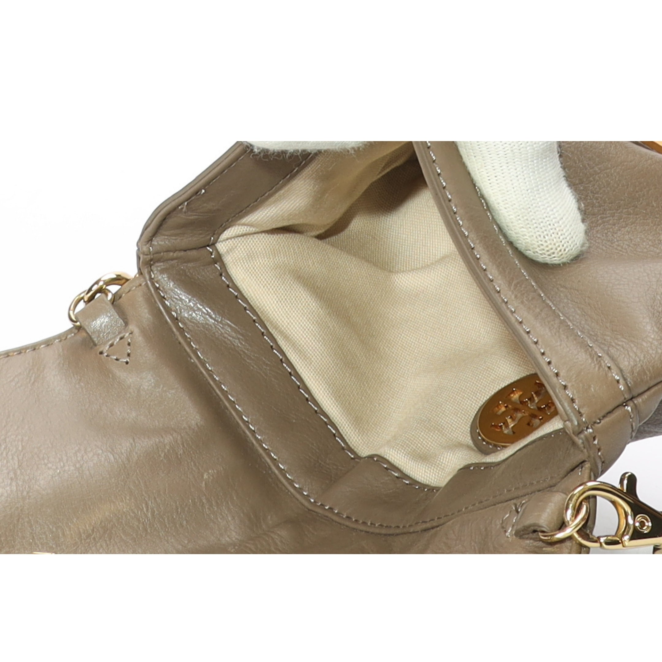 Tory Burch Beige Leather Crossbody Bag