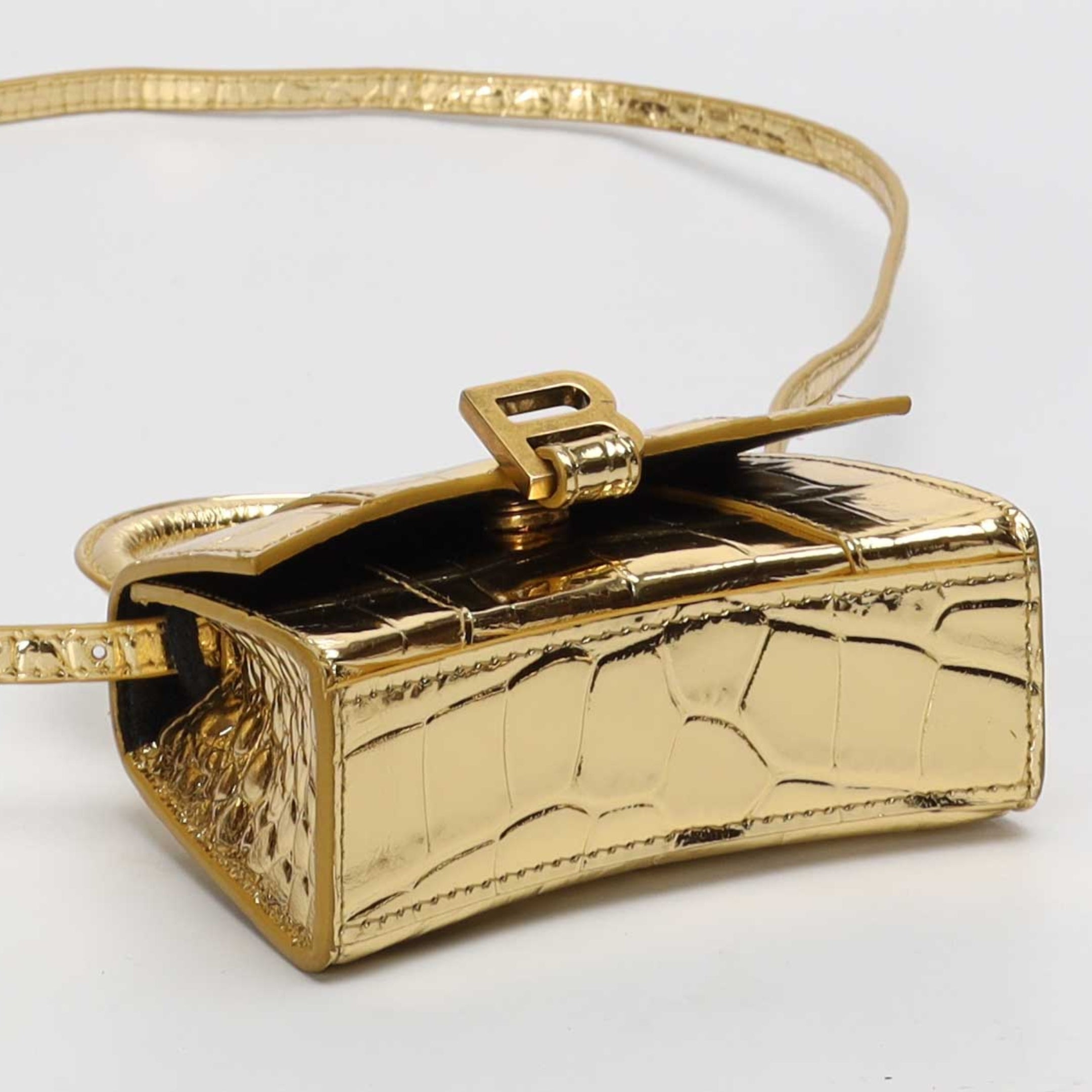 Balenciaga Gold Metallic Hourglass XS Crossbody Bag