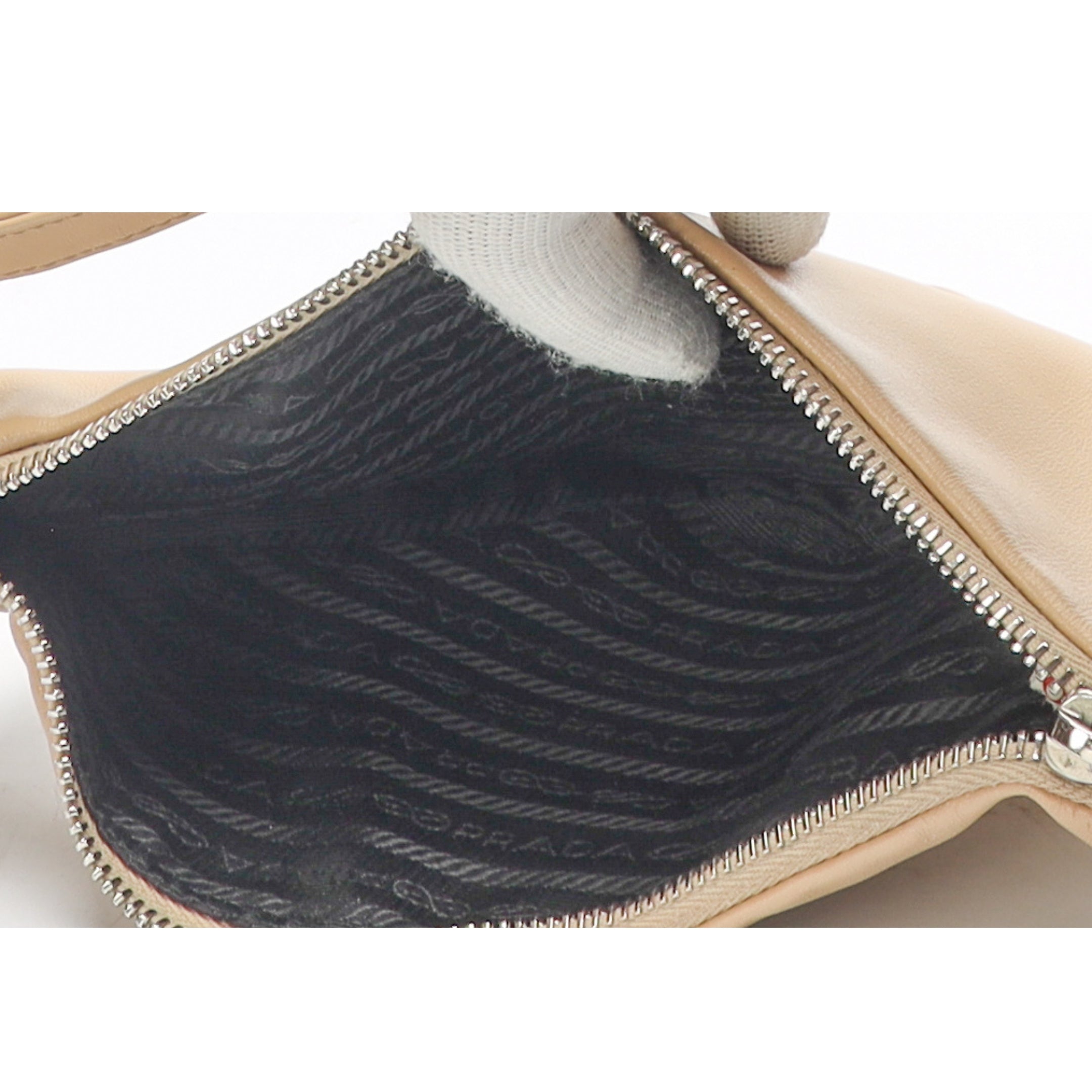 Prada Beige Triangle Pouch Shoulder Bag