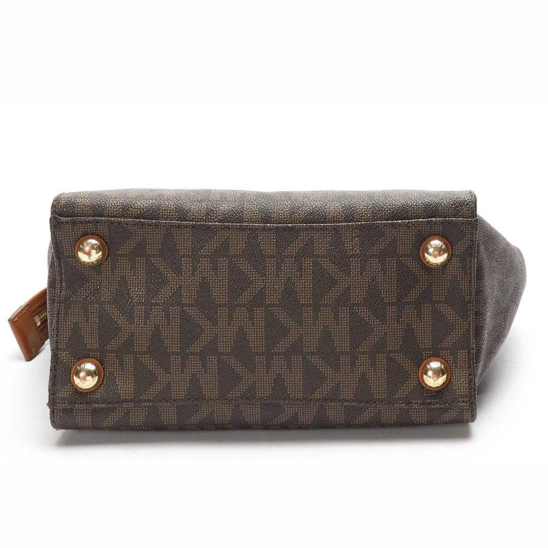 Michael Kors Hudson Brown Logo Satchel