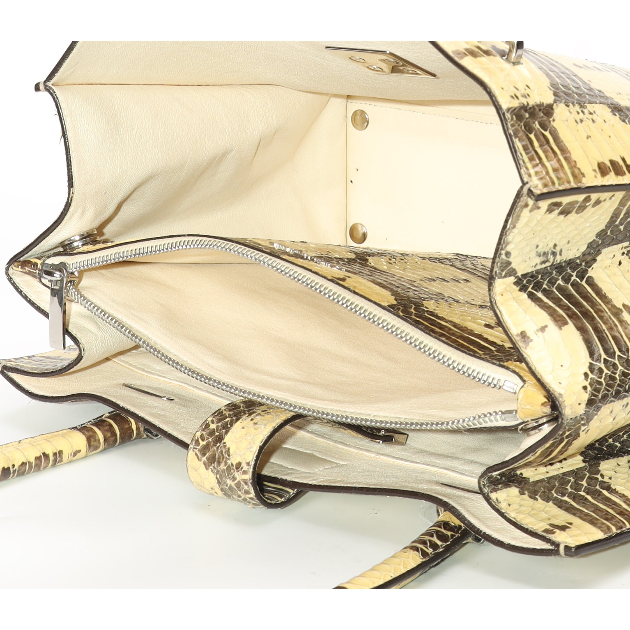 Salvatore Ferragamo Beige/Brown Python Shoulder Bag