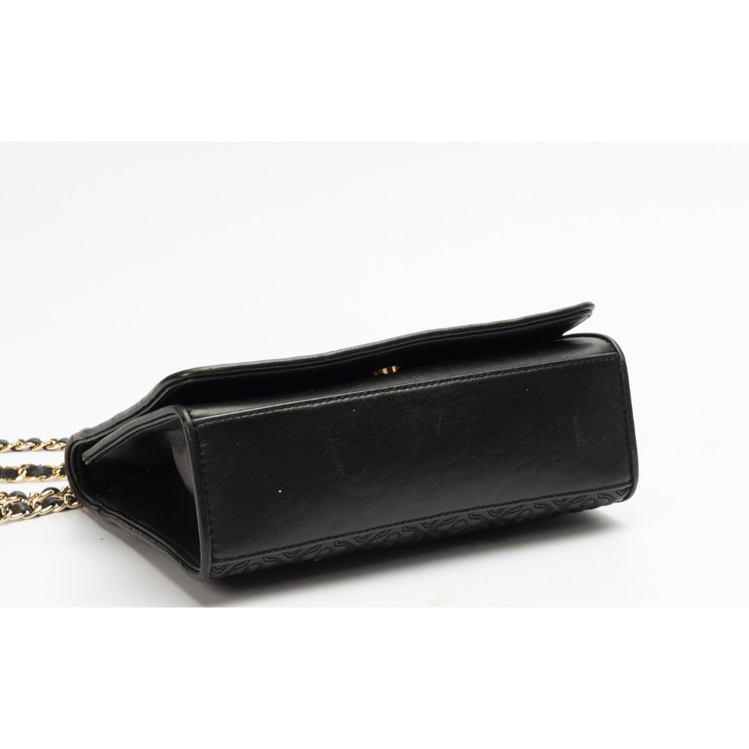 Tory Burch Black Leather Medium Fleming Shoulder Bag