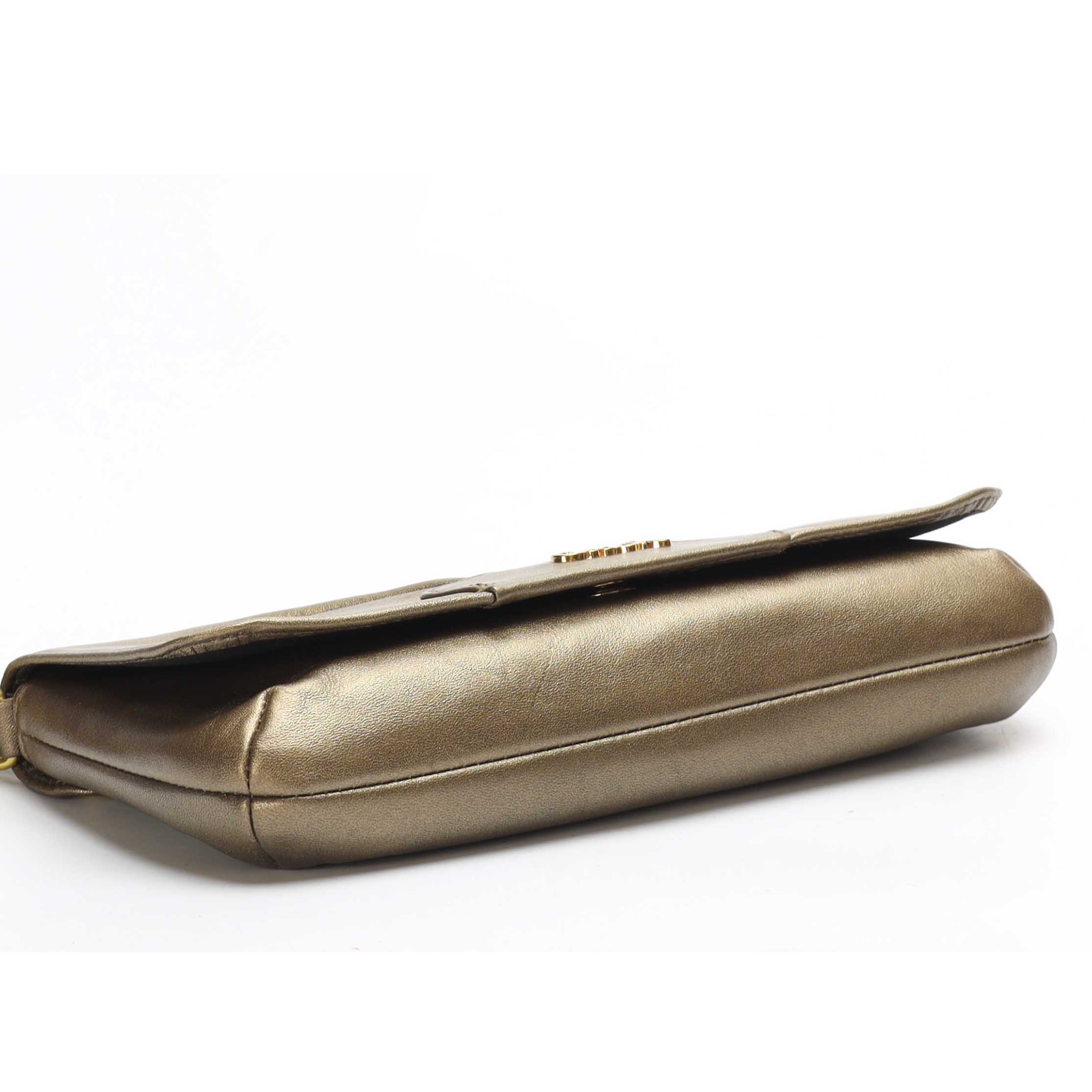 Coach Metallic Beige Ashley Flap Wristlet Wallet