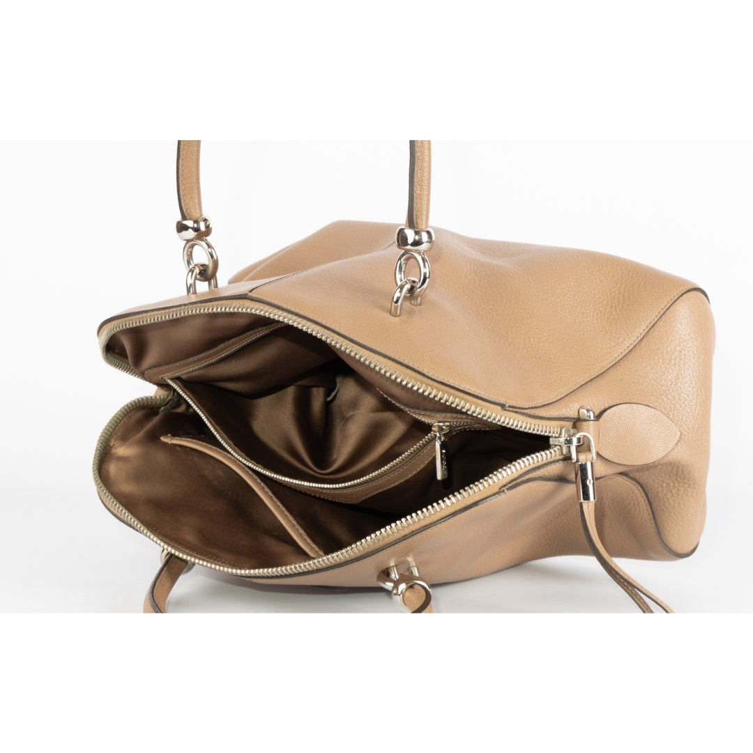 Tod's Dark Beige Leather Satchel