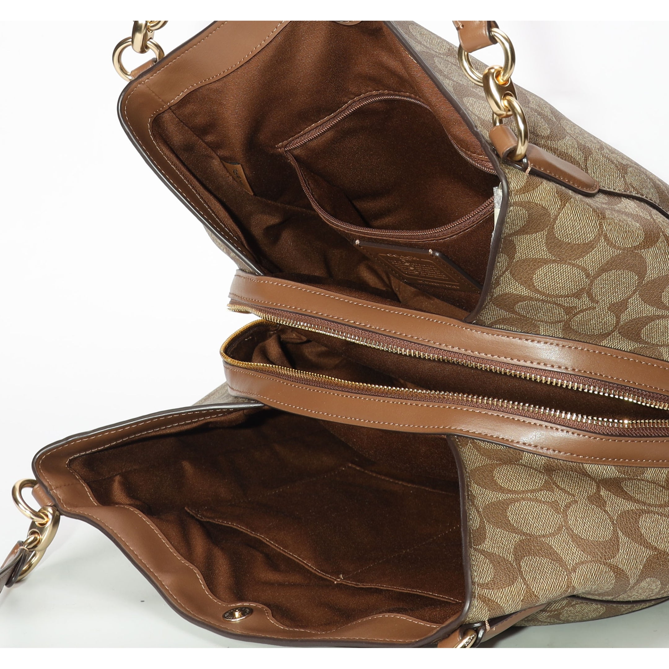 Coach Hallie Signature Canvas Brown Shoulder Bag