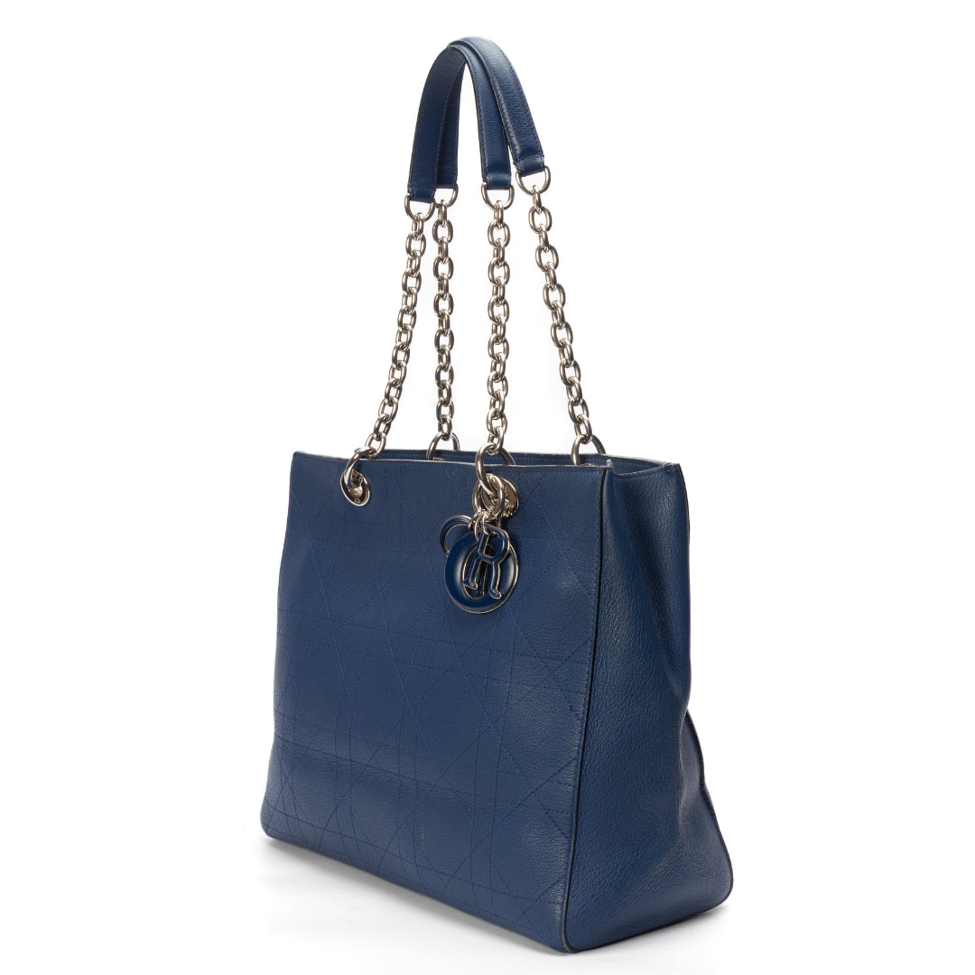 Dior Medium Calfskin Blue Cannage Tote
